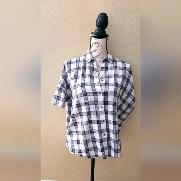 Madewell Tops - Madewell Blue and Cream Plaid Shirt